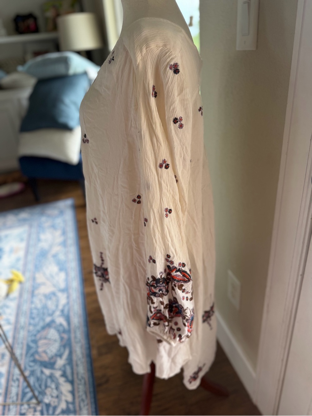 Free People Embroidered Mini Dress Size L - Picture 8 of 11